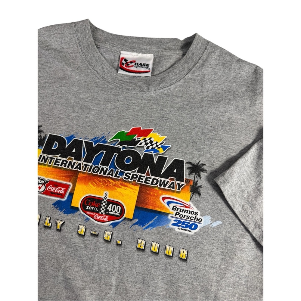 Chase Authentics Daytona 500 Nascar T Shirt Large Gray 2008  Triple Header